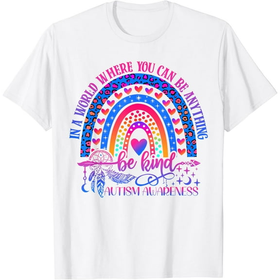 Autism Awareness Be Kind Leopard Rainbow Choose Kindness T-Shirt100% cotton