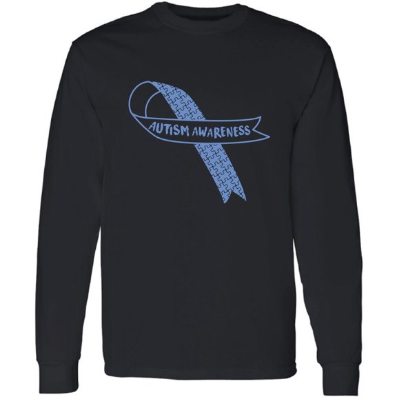 Autism Awareness Blue Ribbon S M L XL 2XL Men Long Sleeve T-Shirt Graphic Tee