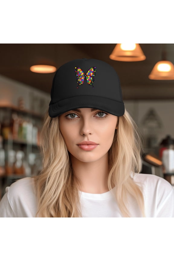 Autism Awareness Butterfly Baseball Cap Trucker Hat for Women Men