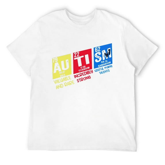 Autism Awareness Chemistry EleMents Periodic Table ASD Funny Short Sleeve T-Shirt White Medium