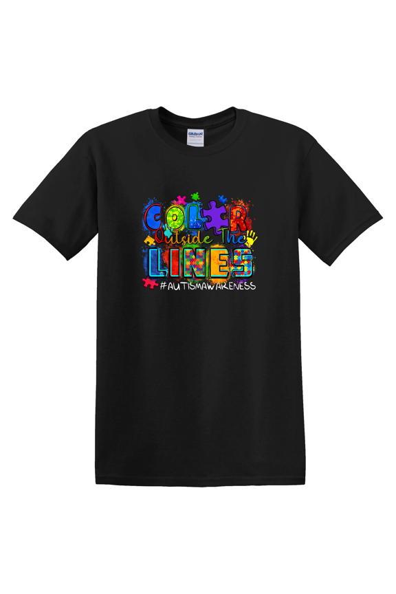 Autism Awareness Color Outside Lines Graphic T-Shirt