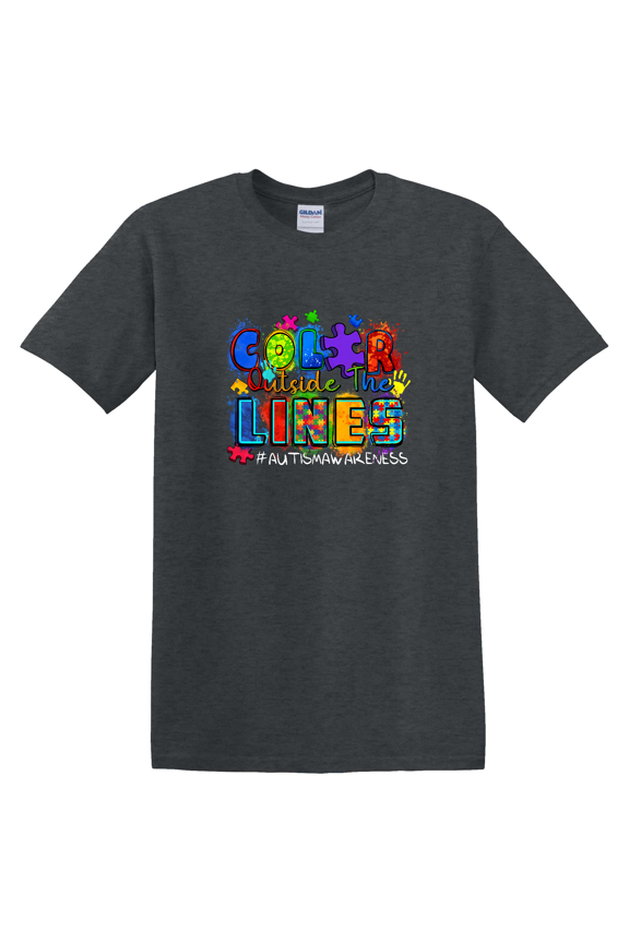Autism Awareness Color Outside Lines Graphic T-Shirt