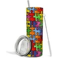 thumbnail image 1 of Autism Awareness Colorful Puzzle Piece Cup with Straw 20Oz Tumbler with Lid and Straw Cute, 1 of 6