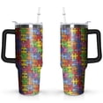 thumbnail image 1 of Autism Awareness Colorful Puzzle Piece Skinny Stainless Steel Tumbler with Handle and Straw, 40oz Water Tumbler Cup, Vacuum Insulated Double Wall Travel Tumbler, 1 of 7