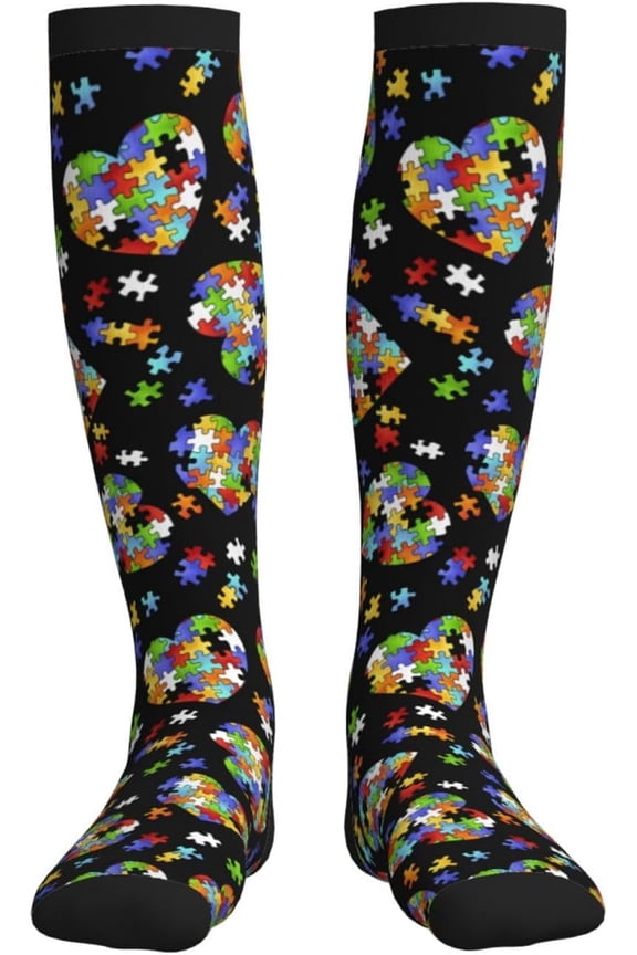 Autism Awareness Compression Socks For Women Men Knee High Running Socks For Running