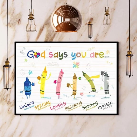 Autism Awareness Crayon God Says You Are Paper Poster Home Decor Vintage Art Print Cute Birthday Gift Wall Art