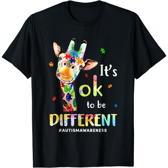 Autism Awareness Cute Giraffe Animal Its Ok To Be Different T-Shirt
