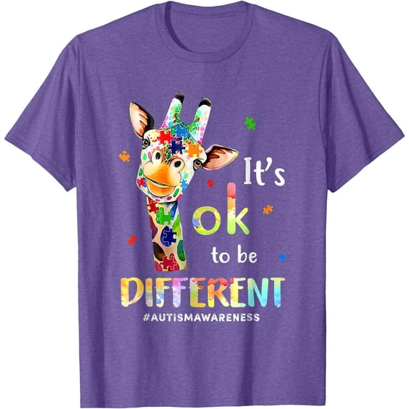 Autism Awareness Cute Giraffe Animal Its Ok To Be Different Unisex T-Shirt for Men Women Kids Toddler