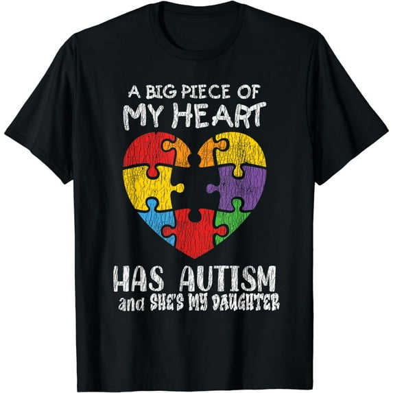 Autism Awareness - Dad Mom Daughter Autistic Awareness T-Shirt
