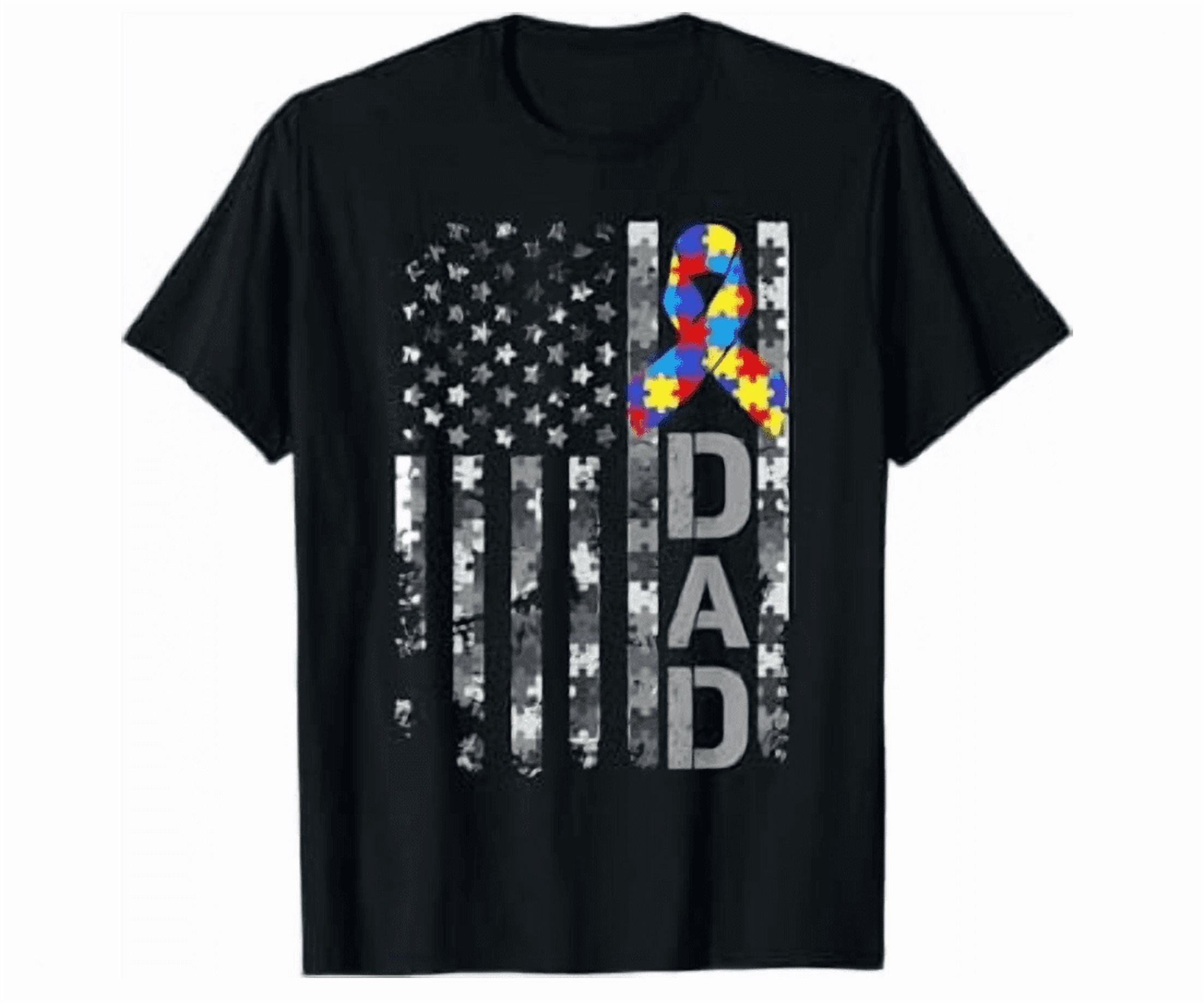 Autism Awareness Dad Usa Flag Fathers Day Shirt BLACK Unisex S-5XL Hot Trending Shirt, Vintage Birthday Gift