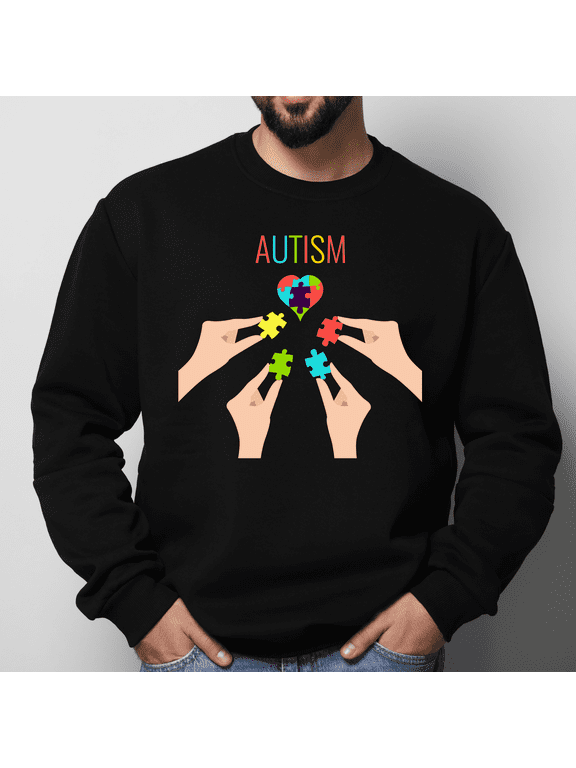 Autism Awareness Design Men's & Big Men's Graphic Crew Neck Sweatshirt Long Sleeves,Sizes S-2XL