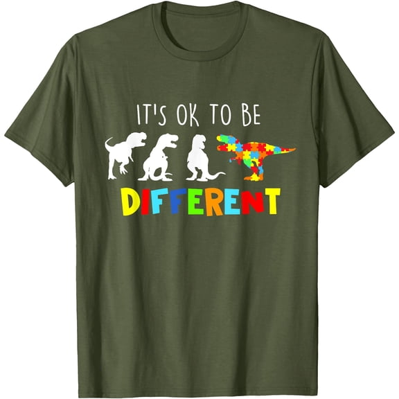 Autism Awareness Dino Dinosaur Its Ok To Be Different Unisex T-Shirt for Men Women Kids Toddler