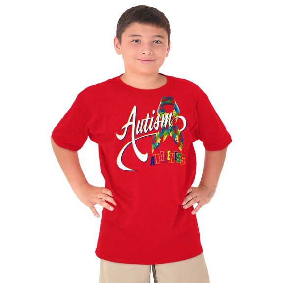 Autism Awareness Disabled Autistic Crewneck T Shirts Boy Girl Teen Brisco Brands X