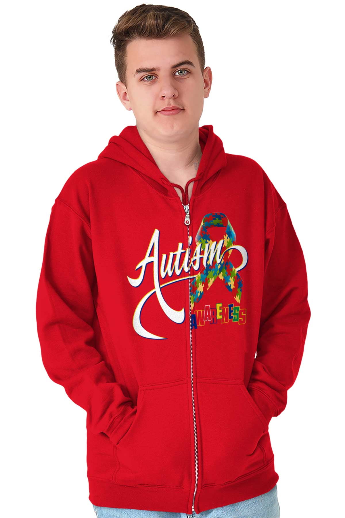 Autism Awareness Disabled Autistic Zip Up Hoodie Men's Women's Brisco