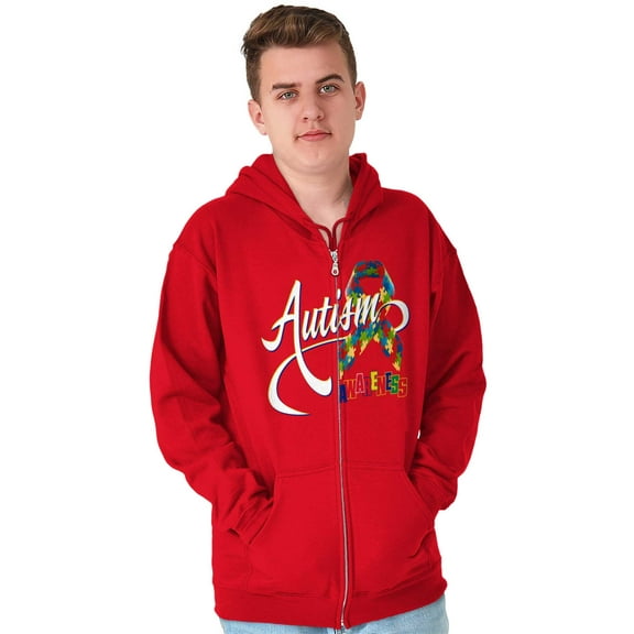 Autism Awareness Disabled Autistic Zip Up Hoodie Men's Women's Brisco Brands L