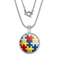 thumbnail image 1 of Autism Awareness Diversity Puzzle Pieces 0.75" Pendant with Sterling Silver Plated Chain, 1 of 3