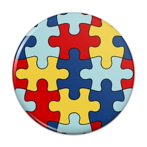 Autism Awareness Diversity Puzzle Pieces Pinback Button Pin