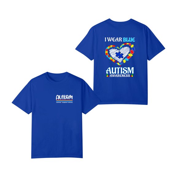 Autism Awareness Double Sided Different Design T-Shirt, OdeJous Blue T-Shirt M