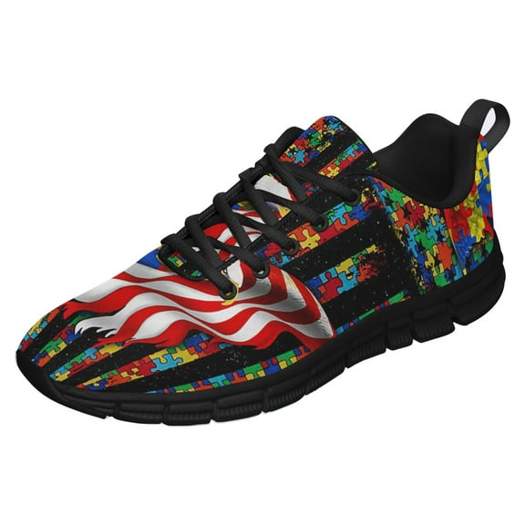 Autism Awareness Eagle Running Shoes Sneakers Mesh Black Size 10
