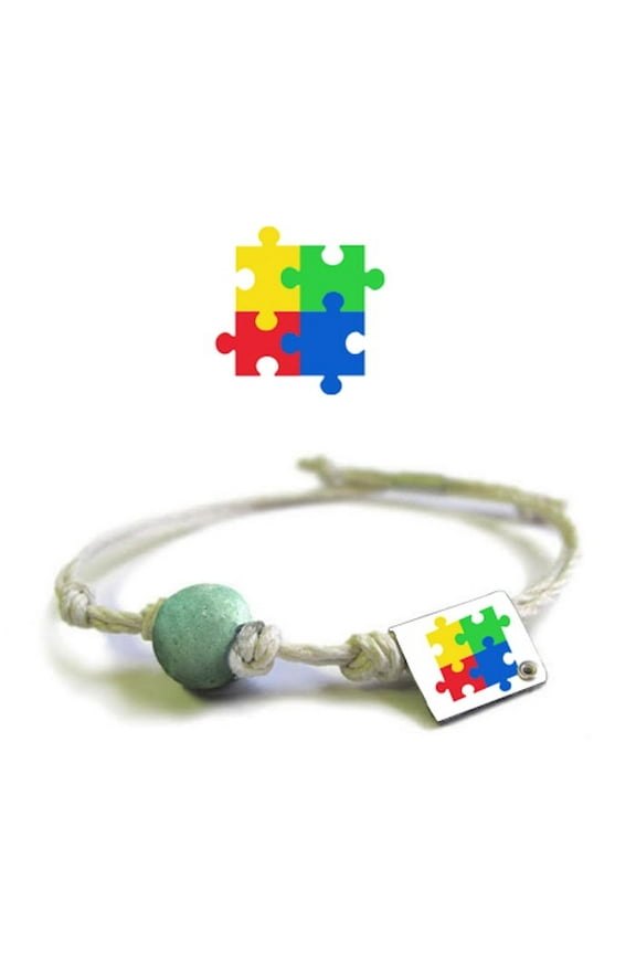Autism Awareness Earth Bands Bracelet | Eco Friendly | Natural Hemp | Vegan Boho | Custom Jewelry | Handmade in USA with Earth & Sand