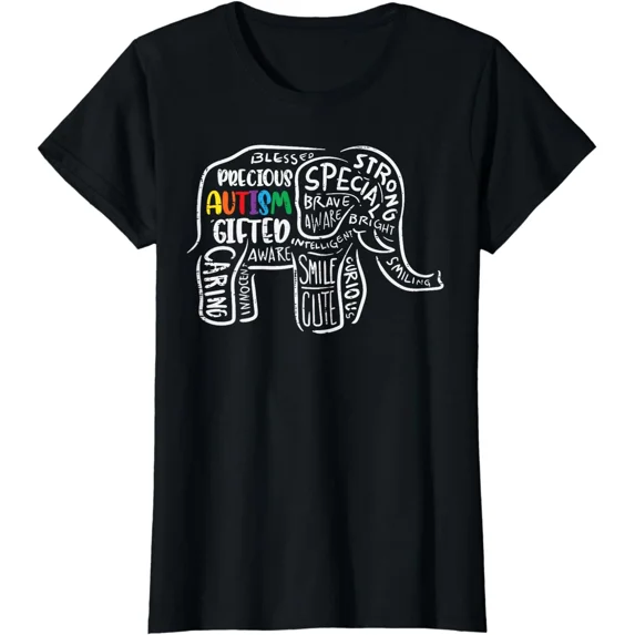 Autism Awareness Elephant Acceptance Autistic Ladies' Crewneck T-Shirt