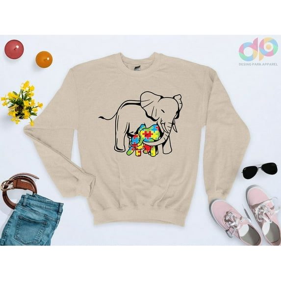 Autism Awareness Elephant Sweatshirt, Puzzle Piece Shirt, Autism Mom Hoodie, Gift for Autism Mom, Autism Sweatshirt, Autism Month Sweater
