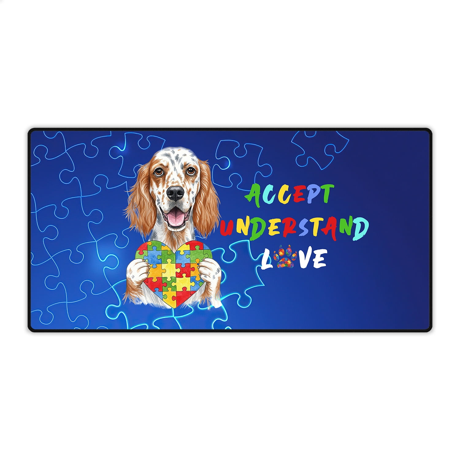 Autism Awareness English Setter Accept Understand Love Desk Mat Full ...