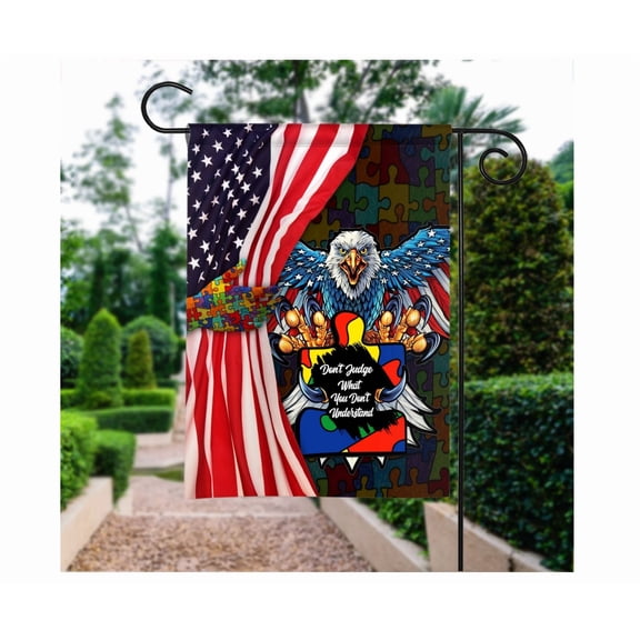 Autism Awareness Flag, Autism Puzzle Don'T Judge What You Don'T Understand Flag 12x18 POLE NOT INCLUDED Garden Flag