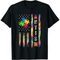 thumbnail image 1 of Autism Awareness Flag Shirts, American Flag Autism Dad Mom T-Shirt, 1 of 3