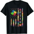 thumbnail image 1 of Autism Awareness Flag Shirts, American Flag Autism Dad Mom T-Shirt, 1 of 3