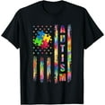 thumbnail image 1 of Autism Awareness Flag Shirts, American Flag Autism Dad Mom T-Shirt, 1 of 3