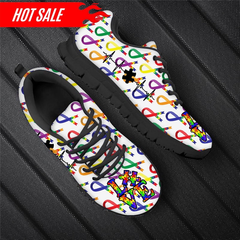 Autism Awareness Flats Shoes for Women Girls Breathable 2023 New