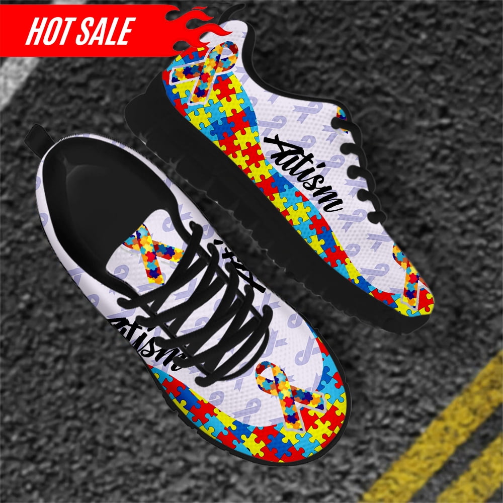 Autism Awareness Flats Shoes for Women Girls Breathable 2023 New