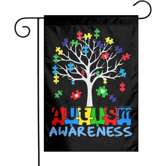 Autism Awareness Garden Flag 12*18inch Autism Banner Puzzle Piece Flag for Inspirational Support Yard Outdoor Decoration