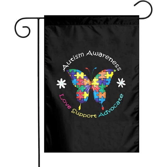 Autism Awareness Garden Flag Autism Awareness Garden Flag Vertical Double Sided, Puzzle Piece Inspirational Support Yard Outdoor Decoration 12 x 18 Inch