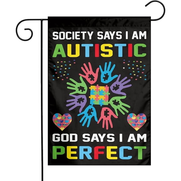 Autism Awareness Garden Flag Vertical Double Sided, Puzzle Piece Inspirational Support Yard Outdoor Decoration 12 x 18 Inch