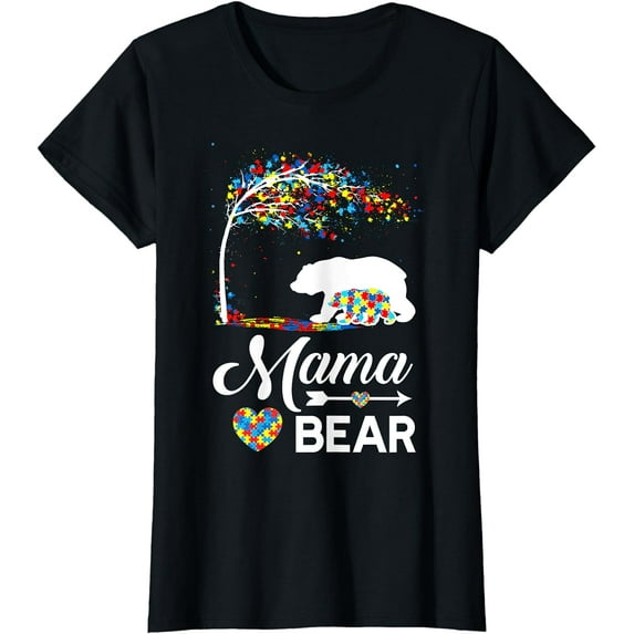Autism Awareness Gift Mama Bear Support Autistic Autism Mom T-Shirt