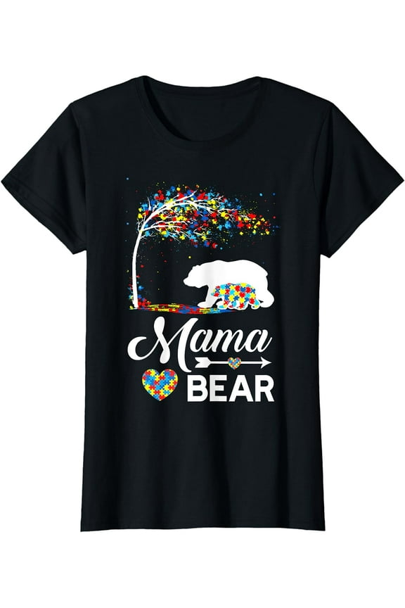 Autism Awareness Gift Mama Bear Support Autistic Autism Mom T-Shirt