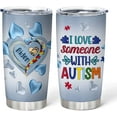 thumbnail image 1 of Autism Awareness Gifts For Autistic Kid Mom Dad Family - Birthday Christmas April - 2D Flat Printed Jewel Style - Custom Name 20oz Stainless Steel Tumbler, 1 of 6