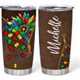 thumbnail image 1 of Autism Awareness Gifts For Autistic Kids Mom Dad Family - Birthday Autism''s Month - 2D Printed Leather Sunflower 20oz Stainless Steel Tumbler, 1 of 6