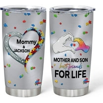 Autism Awareness Gifts For Autistic Kids Mom & Son - Birthday Autism''s Month - 2D Flat Printed - Custom Name 20oz Stainless Steel Tumbler