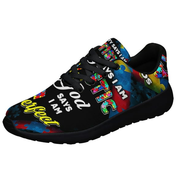 Autism Awareness God Says I Am Perfect Shoes Sneakers for Women Men Black Size 12