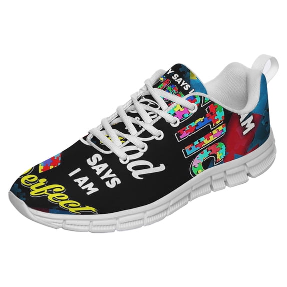 Autism Awareness God Says I Am Perfect Shoes for Men Women Running Shoes Lightweight Walking Sneakers Mesh Athletic Sport Shoes White Size 3.5