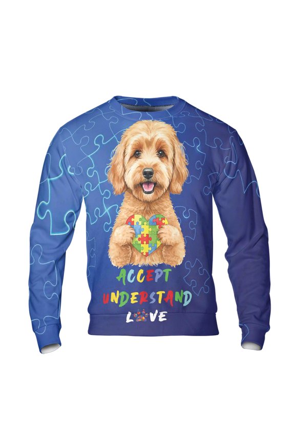 Autism Awareness Goldendoodle Accept Understand Love All Over Print 3D Sweatshirt Unisex Merch Doodle Dog Lover Gifts Idea - 12003