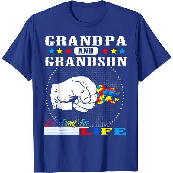 Autism Awareness Grandpa Grandson Best Friend for Life Gift Unisex T-Shirt for Men Women Kids Toddler