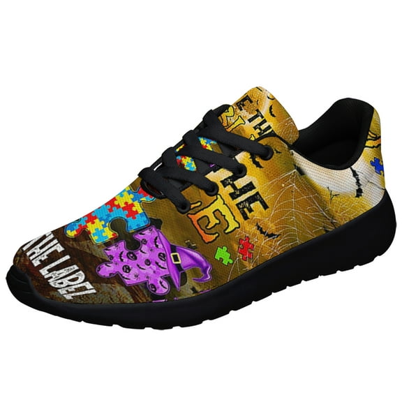 Autism Awareness Halloween Shoes Sneakers for Women Men Black Size 3.5