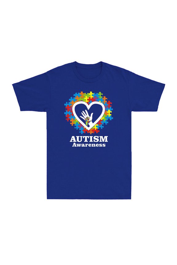 Autism Awareness Heart Hand Puzzle T-Shirt Autism Mom Dad Wear Unisex T-Shirt Unisex Full Size S-5XL