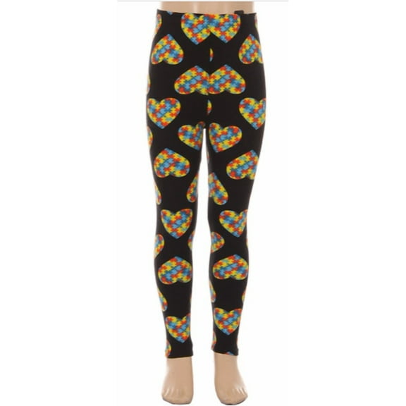 Autism Awareness Heart Leggings - Girls