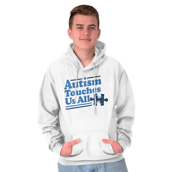 Autism Awareness Hoodies Sweat Shirts Sweatshirts Autism Touches Us All Awareness Puzzle Piece Run Walk Team