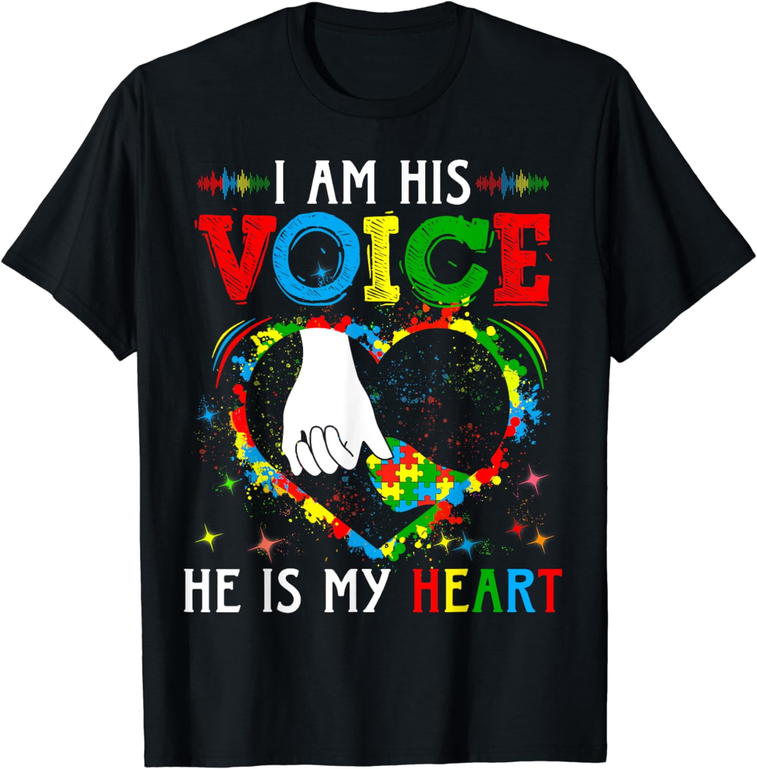 Autism Awareness I Am His Voice Mom And Son He Is My Heart T-Shirt ...